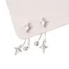 Brincos Elegantes de Novo Estilo com Design Pendente nas Costas Estrela de Quatro Pontas para Mulheres, Brincos de Luxo de Alta Qualidade, Acessórios de Orelha com Design da Moda
