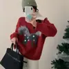 Suéter Jacquard Lantejoula Manga Longa de Natal para Mulheres 2025 Outono e Inverno Novo Design Solto e Macio Gola Redonda Top de Tricô