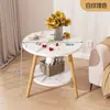 Mesa Auxiliar de Sofá, Mesa Redonda Pequeña de Doble Capa, Mesa de Café Doméstica para Sala de Estar, Estante de Almacenamiento para Mesita de Noche, Mesa de Café Pequeña para Balcón