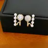 Aretes de botón de plata bañada en oro real de 14k con aguja de plata y circonita, perla redonda, estilo simple, versátiles, de lujo ligero, alta gama