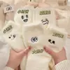 Calcetines de Peluche Gruesos Cálidos Versátiles Ojos Pequeños Caídos de Piel de Visón para Otoño e Invierno de Media Pantorrilla y Corta