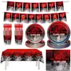 La nueva vajilla de fiesta roja de Amazon con temática de Stranger Things incluye platos de papel desechables, servilletas de papel, vasos de papel, mantel y pancarta.