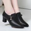 Zapatos de Boca Profunda de una Sola Capa para Mujer, Piel Suave, Tacón Medio, Zapatos de Piel para Otoño 2021, Primavera y Otoño, Zapatos Versátiles para Mujer con Falda, Zapatos de Tacón Alto para Mujer