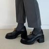 Zapatos de una sola capa Lefu elevados pequeños para el día a día que combinan con todo, zapatos retro de piel pequeña para mujer con suela gruesa y punta redonda
