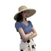 2024 Novo Estilo de Verão Slim Gola V Manga Curta Tricô de Seda Gelada Camiseta Feminina Simples Camisa Básica Top Fino