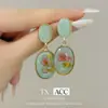 Aretes de Flor de Margarita Ámbar, Aretes de Botón Geométricos Modernos y Elegantes, Aretes Largos de Flor de Hielo con Pasadores de Plata 925