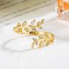 Anel feminino com folhas de diamante e galhos Moda All-match Moda Vento frio Abertura Ajustável Temperamento Doce Anel de dedo indicador