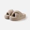 Zapatos Peludos de Suela Gruesa de 5 cm para Mujer, Pantuflas Cruzadas Antideslizantes de Moda, Pantuflas Peludas para Uso en Casa en Invierno, Pantuflas de Algodón para el Hogar
