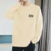 Camiseta de Algodón Puro de Peso Pesado de 260g para Hombre, Camiseta Interior de Manga Larga con Estampado de Letras de Moda