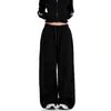 Pantalones Casuales de Estilo Americano, Lisos, con Cordón, para Hombres y Mujeres, Deportivos, Holgados, de Pierna Recta, Caídos, de Pierna Ancha, Largos hasta el Suelo