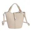 Bolso de Cubo Versátil de Cuero Granulado Clásico, Diseño de Nicho, Bolso Cruzado Elegante y Moderno para Mujer, Lujo Ligero