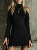 Vestido Feminino Sexy Fashion de Franjas Estilo Western Ombro a Ombro Slim Fit Transfronteiriço Europeu e Americano Novo em Camurça Sintética