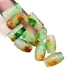 Verde esmeralda con flores flotantes tubo recto Lu Lutong jade cuentas sueltas color marrón amarillento cuentas de arroz agujero grande Lu Lutong accesorios de joyería DIY cuentas