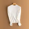 Nuevo Suéter de Cashmere 100% para Mujer Otoño e Invierno 2026, Cuello Alto, Calado, Manga Larga, Top de Punto Puro de Cachemira