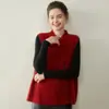 Nuevo Chaleco de Cachemira con Botón de Rana Estilo Nacional Chino para Mujer 2025 Otoño/Invierno Nuevo Chaleco Cardigan sin Mangas de Cuello Redondo Chaleco de Punto
