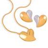 Colgante de amor con costuras bicolor en acero dorado de estilo francés, cadena de hueso de serpiente, joyería de acero de titanio, pendientes de estilo frío