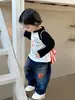 Roupa Infantil Inco Camiseta Raglan para Meninos Manga Longa Primavera 2026 Nova Estilosa Roupa Infantil Masculina Classe A