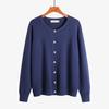 Cardigan Suéter Feminino Gola Redonda Primavera e Outono Versátil Básico Malha Macia Tamanho Plus Size 120kg