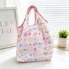 Bolsa de compras plegable, gran capacidad, portátil, bolsa de almacenamiento ligera, gruesa y duradera, bolsa de poliéster ecológica para la compra de comestibles, personalizable