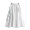 Falda 2023 nueva verano estilo coreano color liso con cordón de amarre bolsillo longitud media talla grande ropa de trabajo falda línea A para mujer