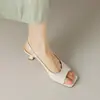 Zapatos de Estilo Casual Estilo Coreano Punta Cuadrada 2025 Verano Nuevo Estilo Altura Aumentada Alargamiento de Piernas Sandalias Stiletto Boca de Pez