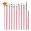 Especial Fronteira para conjunto de 15 canetas de pintura para nail art Caneta de haste branca em pó Caneta de traço fino de flor Caneta para unhas com ponta de broca Conjunto completo