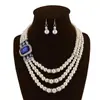 Collar Estilo Étnico Retro Accesorios Transfronterizos Europeos y Americanos Juego de Pendientes y Collar Cortos de Perlas de Imitación de Lujo Ligero Venta al por Mayor