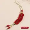 Al por mayor Mineral Crudo Natural Alto Contenido Cinabrio Rojo Imperial Moneda de los Cinco Emperadores Colgante para Teléfono Llavero Estilo Simple Colgante para Bolso
