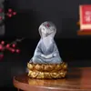 Decoração de mesa raposa meditando inspirada em Zen, estátua genuína de píton Huhuangchang para exibição em altar com base de lótus, pode ser usada para armazenamento, disponível para atacado