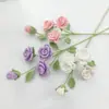 2026 Nuevo Modelo Hilo Flores Artificiales Crochet Productos Terminados Multi-Cabeza Bouquet de Rosas Barbie Productos Terminados de Crochet Hechos a Mano