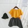 Camiseta de Verano para Niños 2026 Color Sólido Camiseta Básica para Niñas Manga Corta Estilo Coreano Cuello Redondo Holgada Algodón Puro Versátil para Niños Clase A