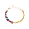 Vacaciones de Verano Europeas y Americanas Color Irregular Concha Natural Acero Inoxidable Dorado Pulsera Doble para Mano Pulsera para Mujer
