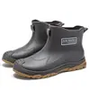 Zapatos de Lluvia de Moda para Hombres Japoneses y Coreanos, Moldeados de una Pieza, Forro de Malla Engrosado, Zapatos Planos de Goma Antideslizantes Grises para Días Lluviosos