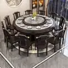 Mesa redonda de comedor de madera maciza estilo chino 2026 con plato giratorio, adecuada para uso doméstico, restaurantes y hoteles