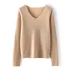 Suéter de cachemira para mujer, 100% cachemira pura, primavera y otoño, nuevo jersey de cuello en V y manga larga, suéter de punto de moda.