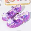 Menina Sapatos de Salto Alto Rosa Sapatos de Princesa Vestido de Daminha Sapatos Pequenos de Couro Kuromi Sapatilhas para Meninas Sapatos de Cristal para Apresentação