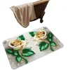 Alfombra de Baño Floral 3D de Lujo Ligero con Toque de Alta Gama, Felpudo Decorativo para el Hogar Antideslizante, Alfombrilla Absorbente para Pies de Baño