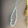Lanyard para teléfono móvil de cristal natural, cordón corto de muñeca de grava de cristal, colgante, cadena anti-pérdida para teléfono móvil, llave