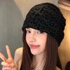 Gorro holgado estilo americano con estampado de leopardo para mujer, Nuevo versátil para primavera/verano 2025, Gorro cálido para circunferencia de cabeza grande con un toque atmosférico