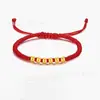 Oro Puro 999 Cuentas de Oro Cuentas de la Fortuna Pulsera de Oro para Hombres y Mujeres Versátil Hilo Rojo Trenzado DIY Amuleto de la Suerte Artículo del Año del Caballo
