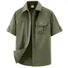 Nueva Camisa de Manga Corta para Hombre, Ropa Casual de Verano para Hombre, Alta Elasticidad, Cómoda, Talla Grande, Camisa de Trabajo de Color Sólido, Ropa de Otoño para Jóvenes