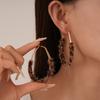 Pendientes Circulares Ovalados de Felpa con Estampado de Leopardo Europeos y Americanos Moda Otoño e Invierno Geométricos Simples Elegantes Pendientes de Alta Gama para Mujeres