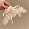Presilha de Cabelo Plissada de Renda com Laço Delicado Super Estilo Fada para Mulheres 2026 Novo Estilo Grampo com Toque de Luxo para a Parte de Trás da Cabeça Presilha de Tubarão