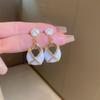 Pendientes Geométricos de Amor con Goteo de Aceite de Aguja de Plata Corea del Sur Pendientes Sencillos de Flores Pendientes de Moda Elegantes Pendientes de Alta Gama para Mujeres