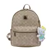 Mochila Clásica con Monograma para Mujer Mochila Pequeña Retro Estampado Completo Bolsillo Frontal con Cremallera Ligera para Viajes Diarios Mochila Escolar Ligera