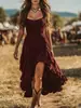Moda Cruzada Europeia e Americana Vintage Primavera/Verão 2026 Novo Elegante Vestido Sem Alças Irregular com Franzidos que Afinam a Cintura