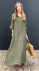 2024 Verano Europeo y Americano Amazon Casual Camisa de Bolsillo Cuello Vestido Largo Casual Mezcla de Algodón Lino talla extra Mujer