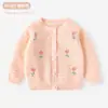 Cardigan de malha leve com estampa floral pequena para meninas, algodão puro para o verão, Classe A, adequado para usar em ambientes com ar condicionado