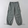 Pantalones Paracaidista de Pierna Ancha Estilo Americano para Hombre y Mujer 2024 Verano Nuevo Suelto Retro Casual Cargo Paper Bag con Piernas
