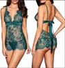 Nova roupa interior sexy uniforme tentação renda profunda V sem costas sexy vestido de noite sexy